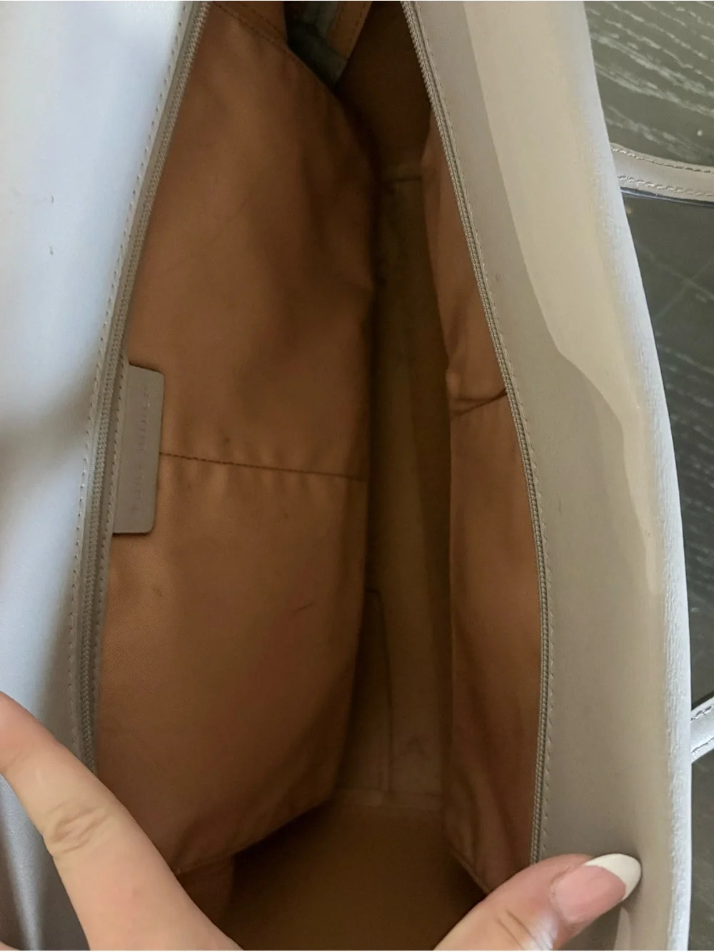 Tory Burch Grey Leather Tote with Front Pocket